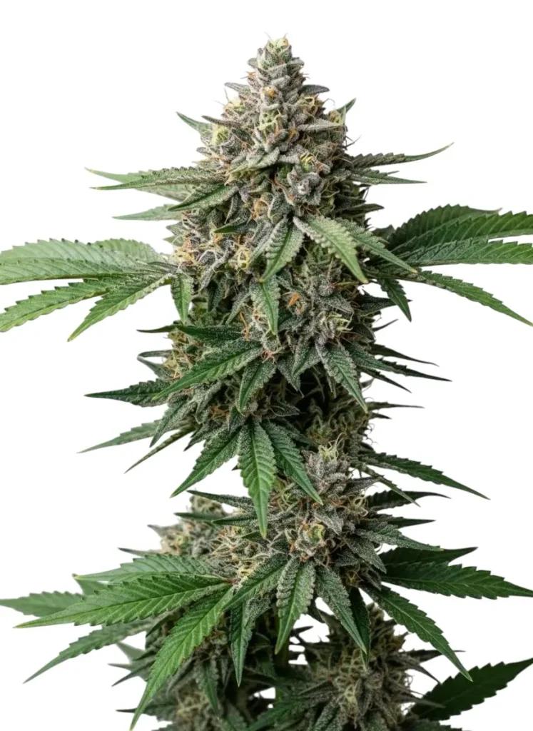 Blue Dream feminized cannabis plant in flower with long, frosty sativa-style colas